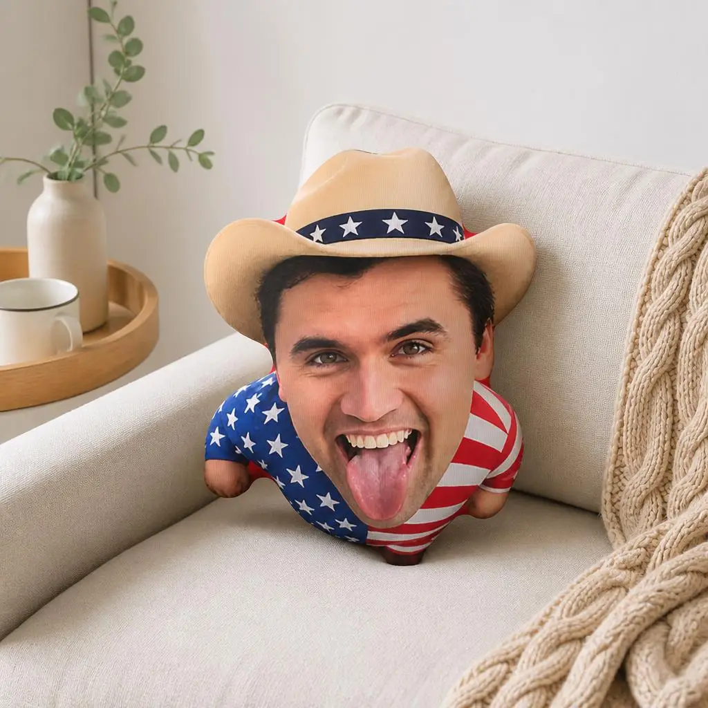 Charlie Kirk Patriotic Cowboy Hat Shaped Pillow American Flag Cushion Stuffed Throw Pillow Sofa Home Decor Gift Political