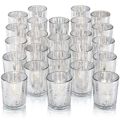 6/12Pcs Glass Candlestick Silver Plated Light Gold Candle Cup Bar Western Restaurant Props for Party Home Wedding Decorations