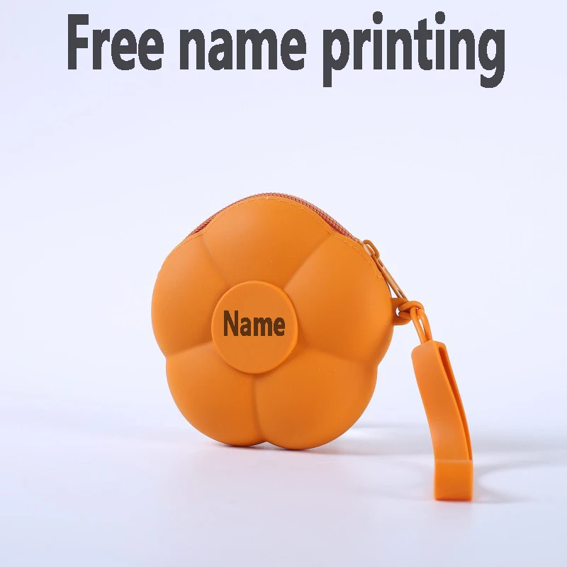 

Flower silicone coin purse with free name printing, mini cartoon cute zipper, personalized customization