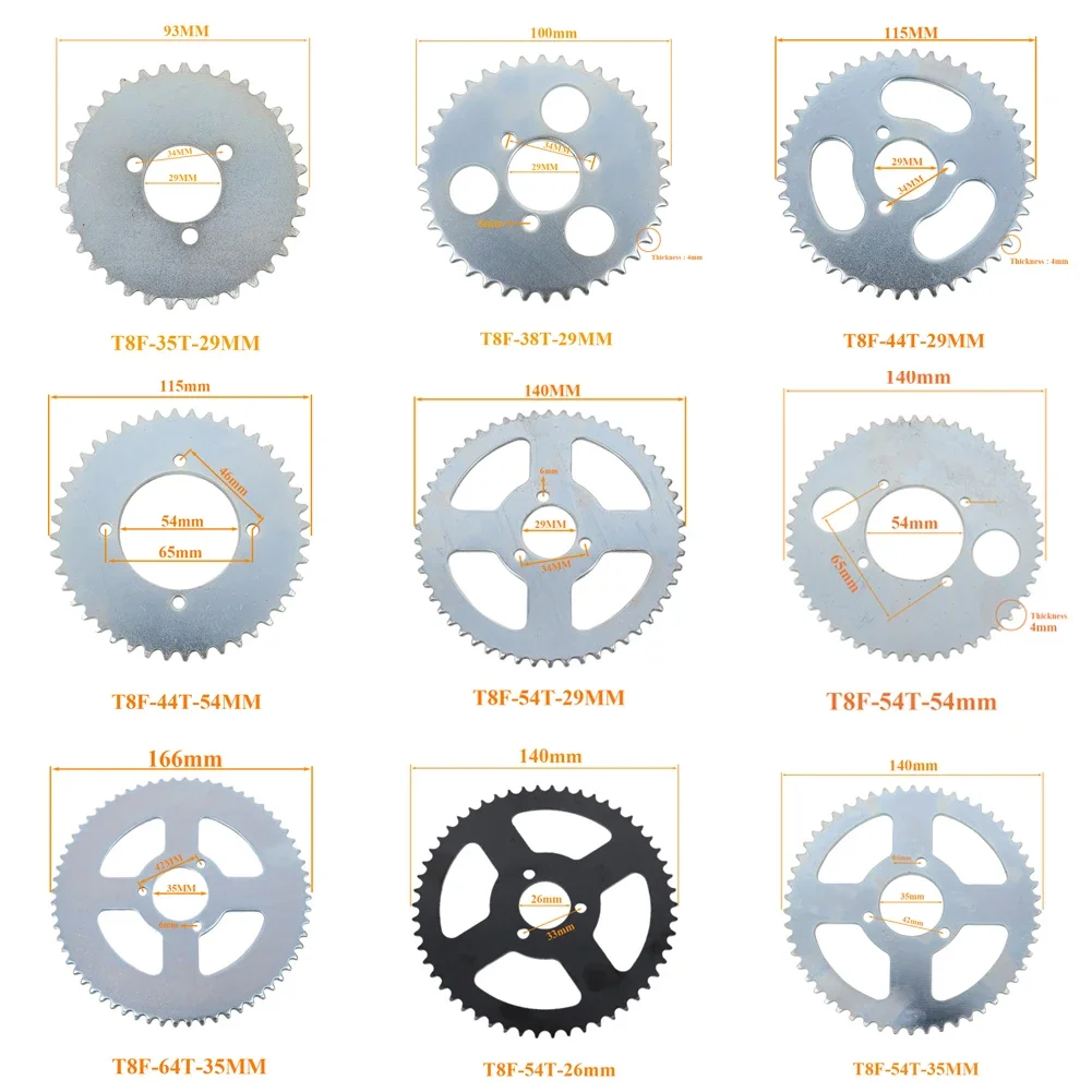 T8F Chain Rear Sprocket 35 44 54 64 74 Tooth 35T 44T 54T 64T 74T Mini Moto ATV Quad Dirt Pit Pocket Bike Cross 47cc 49cc Parts