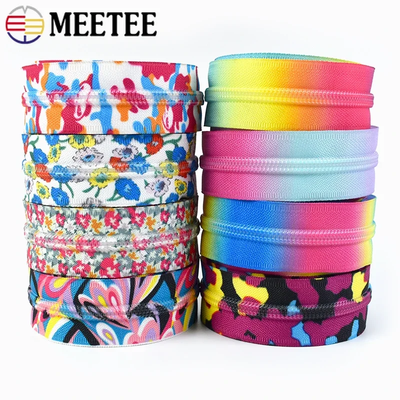 1/2/3Meters Meetee 5# Nylon Continuous Zipper Tape Bag Garment Plastic Zippers Coil To The Meter Jacket Zip Roll Sewing Material