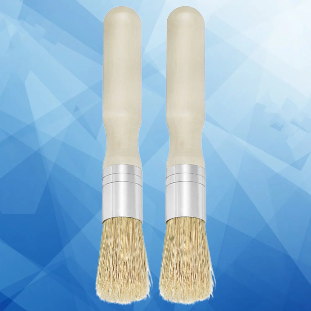 

2Pcs Art Painting Brushes Round Bristle Tip Wood Handle for Oil Acrylic Watercolor Use Fine Workmanship Non-Slip Grip