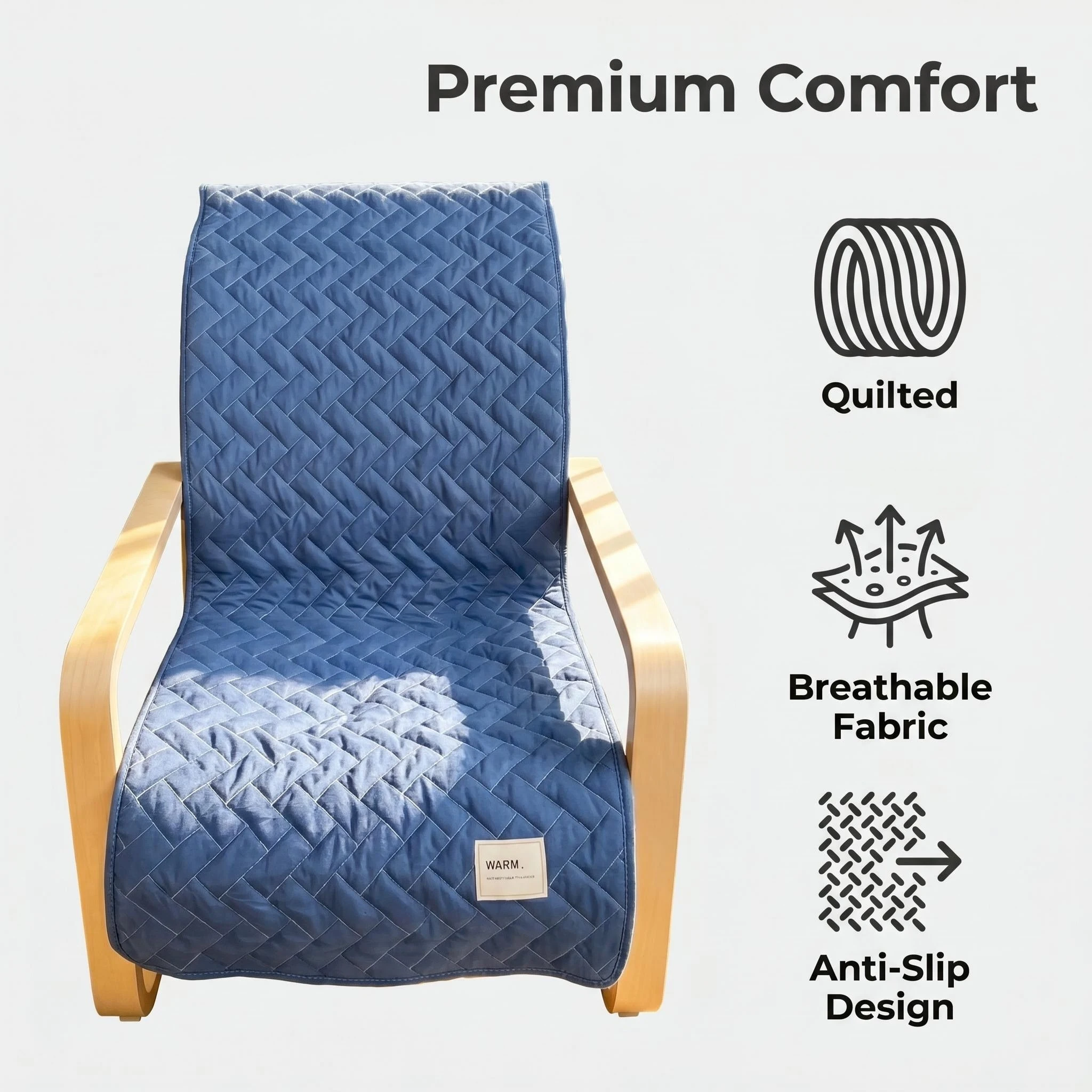 1pc Solid Geometric Quiting Boang Chair Pad Slipcover, for All Seasons Washable Anti-Slip Chair Cover, No Chair, No Pad