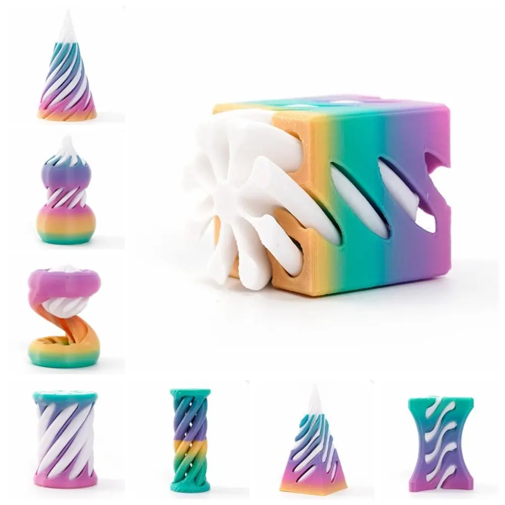 Scultura passthrough Cono a spirale stampato in 3D Filo vortice Mini ornamenti decorativi a piramide impossibili
