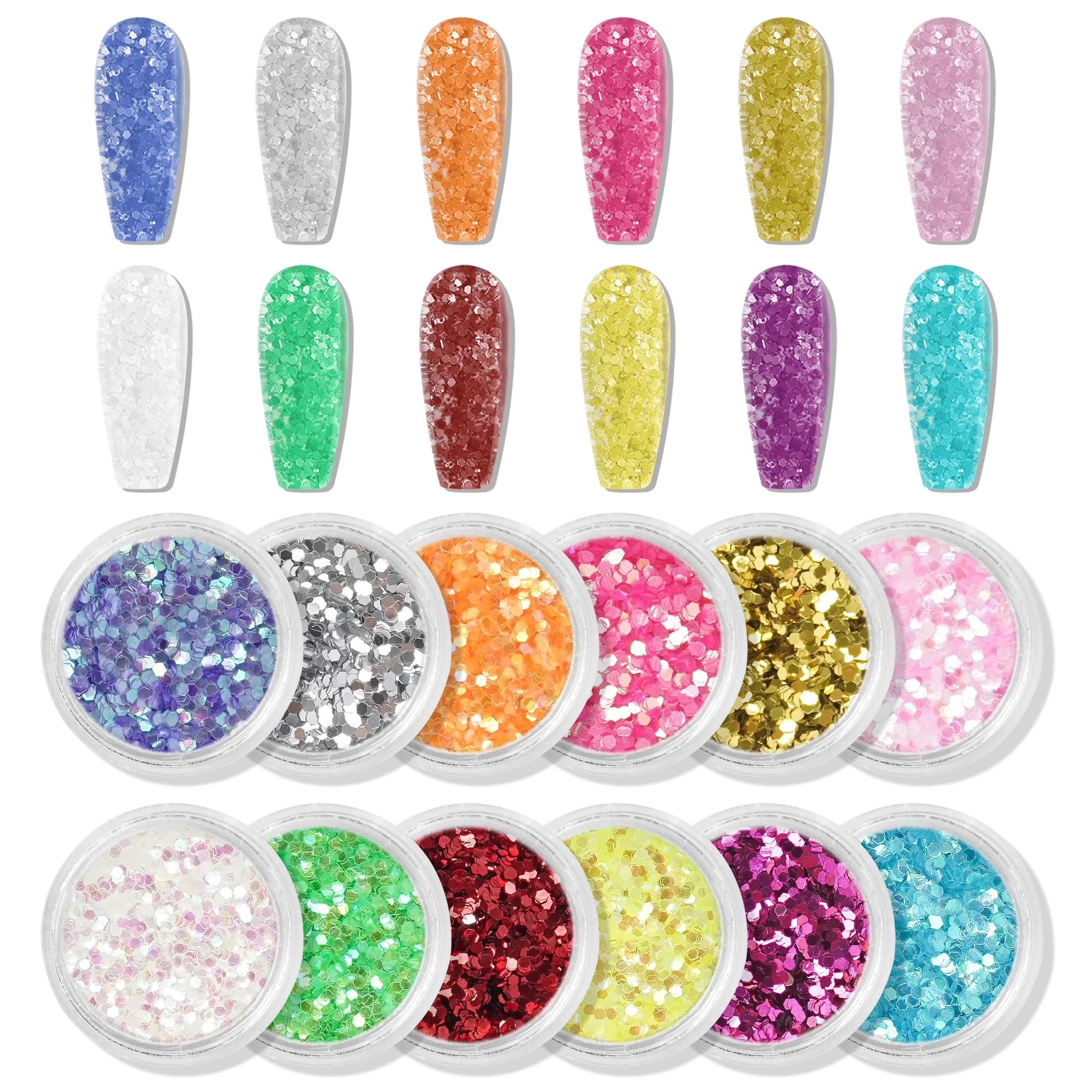 Conjunto de pó fino para nail art, unha polonês, gel uv, acrílico, glitter, diy, ferramentas de decoração, 12 pcs/set