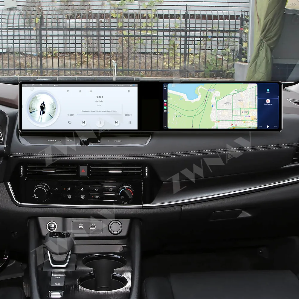 Para Nissan X-Trail 2021-2026, Player Multimídia para Carro com Tela Dupla HD de 12.3" Android 13, Acessórios para Interior de Carro