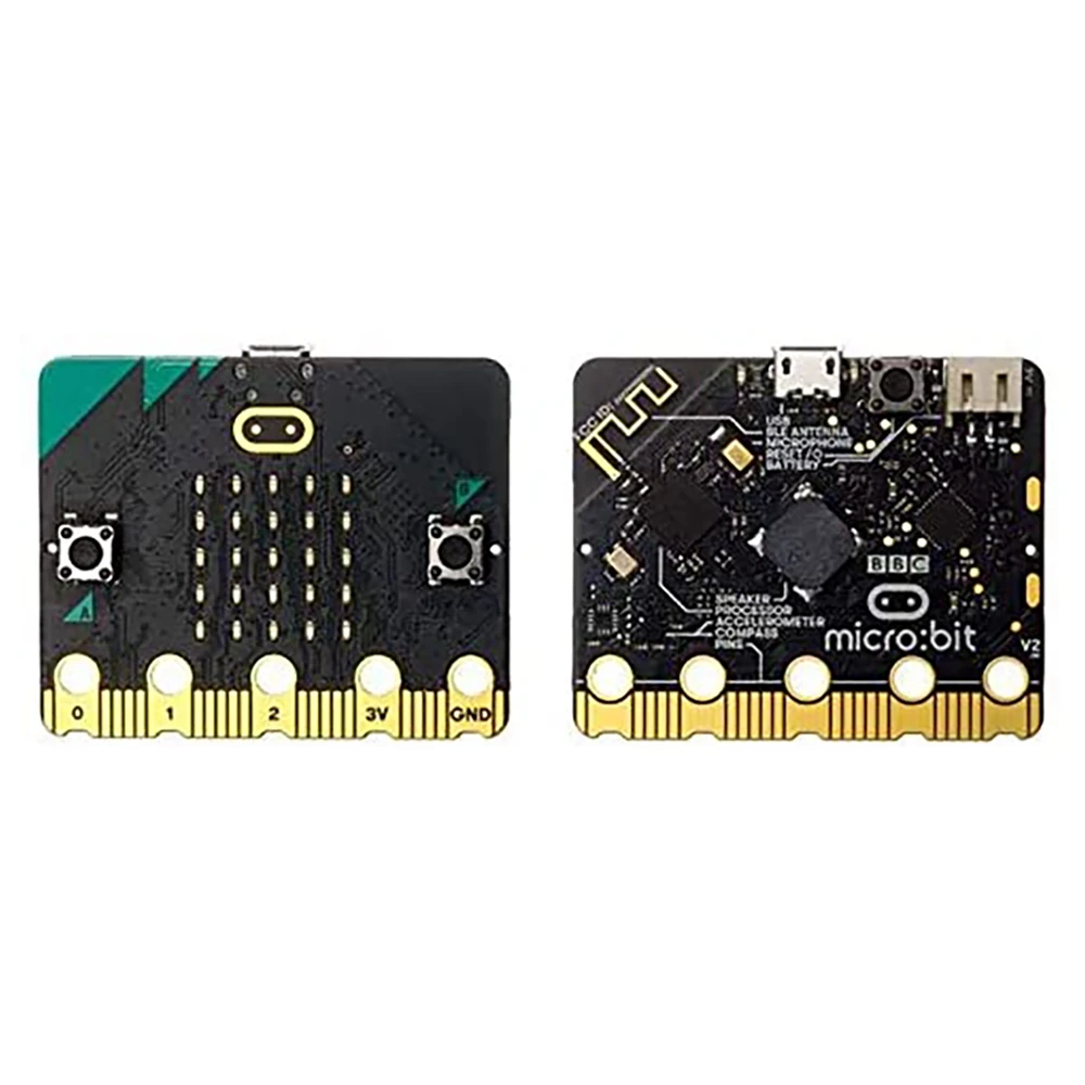 Kit de placa única Microbit V2 BBC Micro: Placa de bits con altavoz incorporado y micrófono, soporte de aprendizaje automático