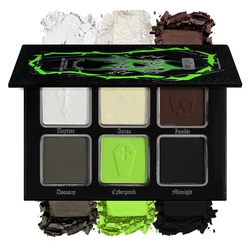 Green Brown Eyeshadow Palette, Highly Pigmented Bright Lime Green Black White Grey Goth Makeup Palette for Zombie Witch Monste