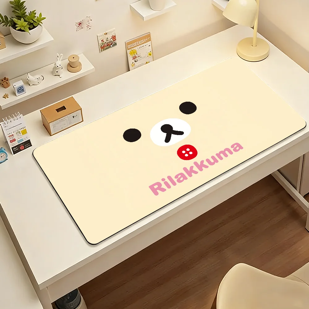 Cartoon R-Rilakkuma K-Korilakkuma Mouse Pad Large Non-Slip Waterproof Mat Stitched Edge Keyboard Pad for Gaming Daily Office