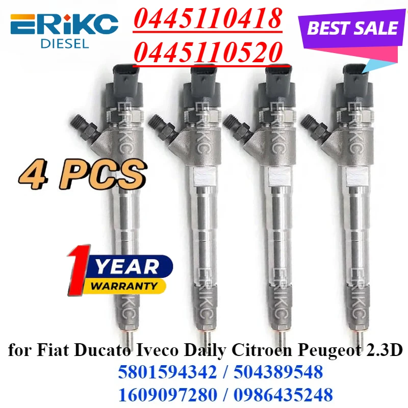 

4 шт. 0445110520 0445110418 форсунка Common Rail 5801594342 504389548 для Fiat Ducato Iveco Daily Citroen Peugeot 1609097280