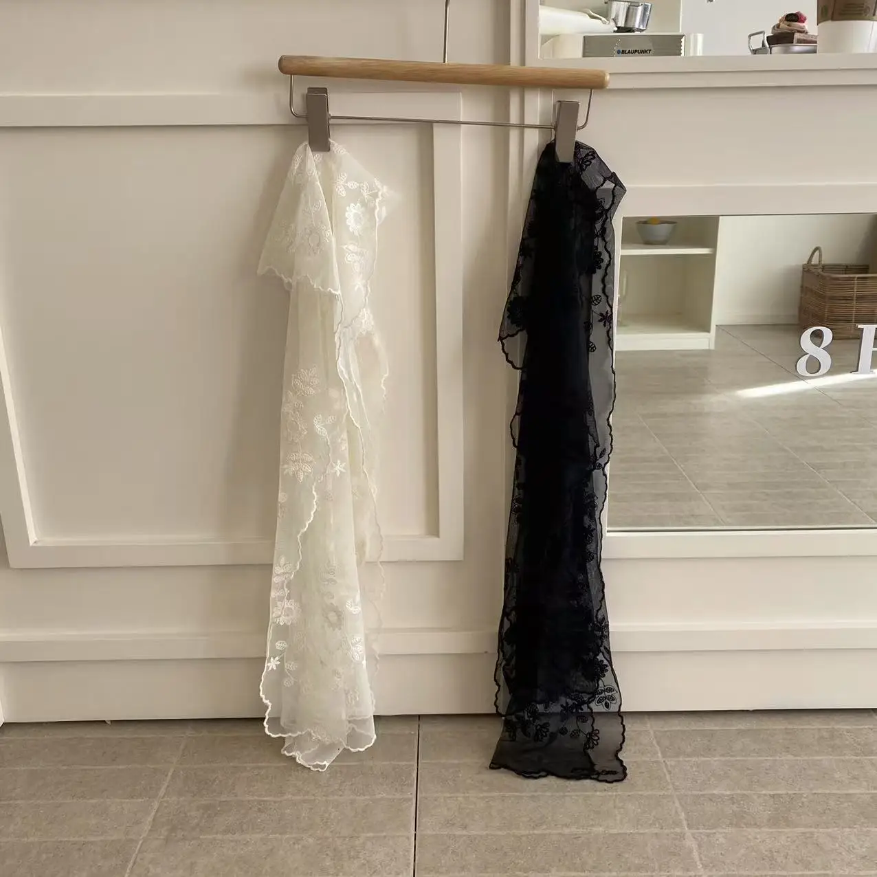 봄과 여름 얇은 수 놓은 꽃 레이스 스 트리머 실크 스카프 여성의 긴 장식 기질 우아한 어깨