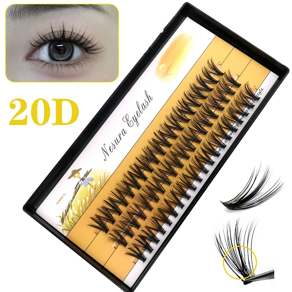 20D/30D Mink Grafting Lashes 1 box 60 Bundles Eyelash Extensions eyelashes Cluster Lashes Natural C Curl False Bundles Eyelash