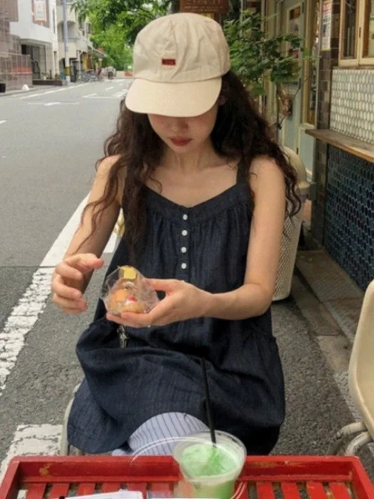 Korean Sle ort Denim Overalls Women's Faionable Summer Dr Vest Dr No Brand Commute Sle 00% Other Material - Image 4