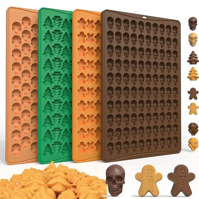 Creative Gingerbread Man Biscuit Mold 100 Hole Silicone Baking Biscuit Mold Mini Pet Dog Snack Biscuit DIY Chocolate Mold