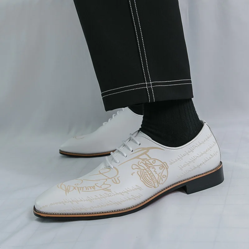2025 فستان رجالي أبيض أنيق أحذية جلدية أكسفورد أحذية رجل الأعمال أحذية رسمية تصميم الأحذية الاجتماعية الذكور apatos الفقرة hombre #4