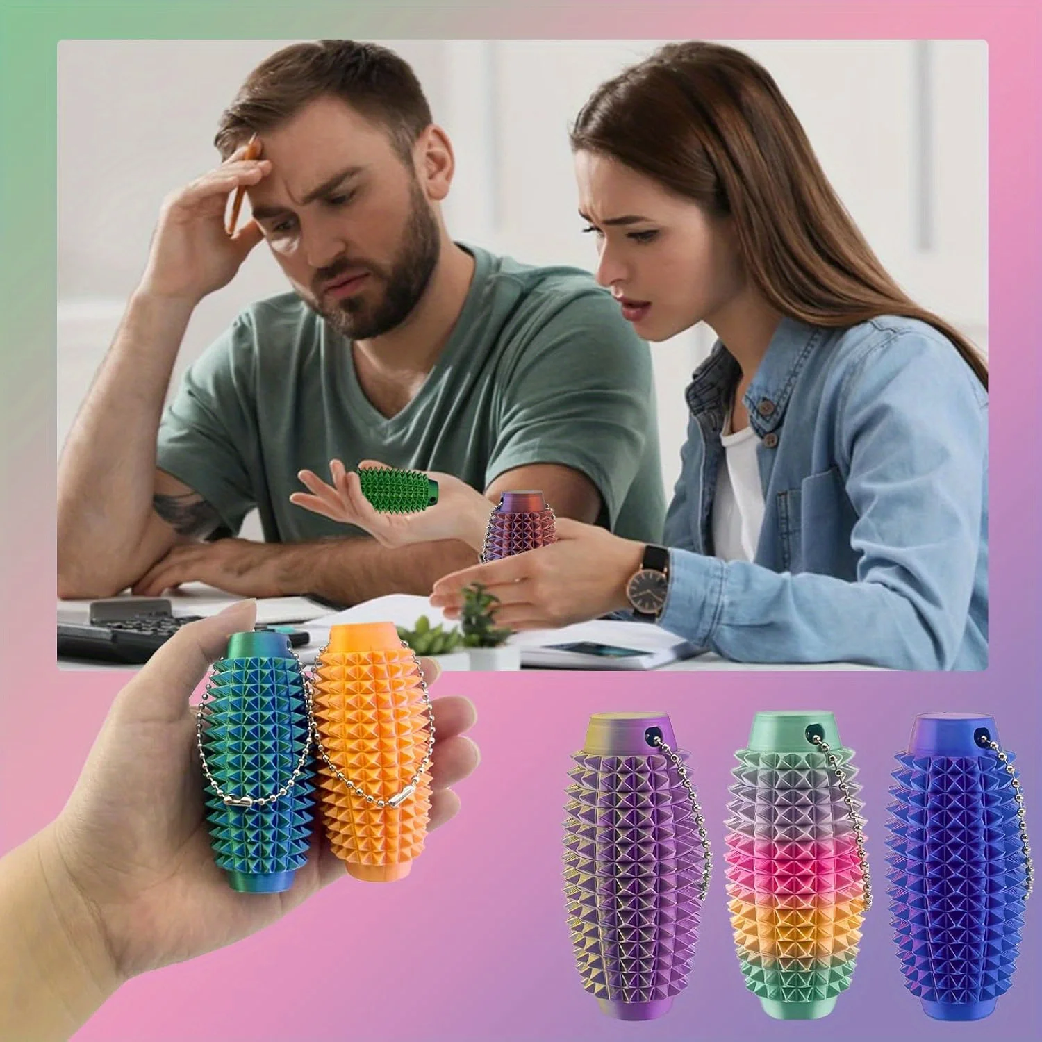 Cross Border Hot Sale 3D Printed Stimulating Hand Grenade Massager for Back Pain Relief and Relaxation