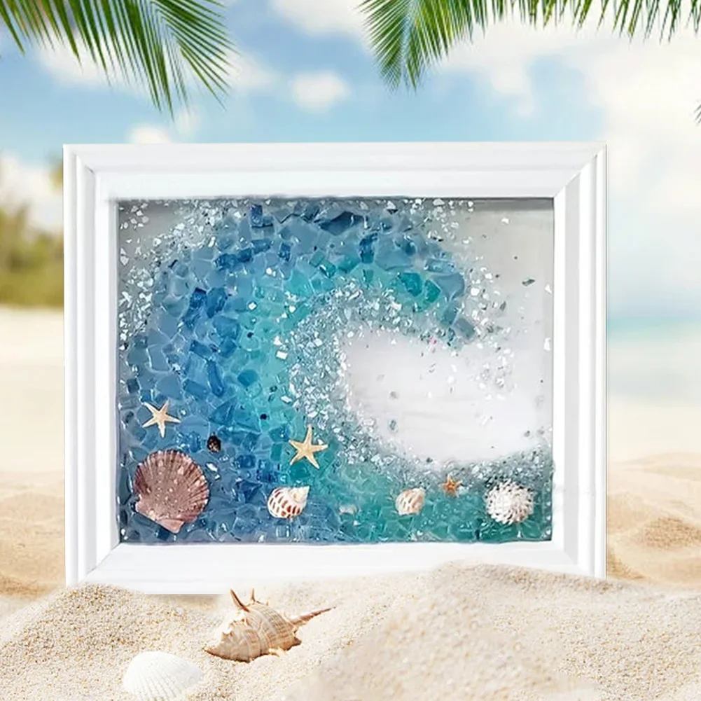 Sea Glass Art Kits Sea Glass Art & Craft Kit Creative Sea Themed Photo Frame Resin Beach Art Kit Gift for Friends