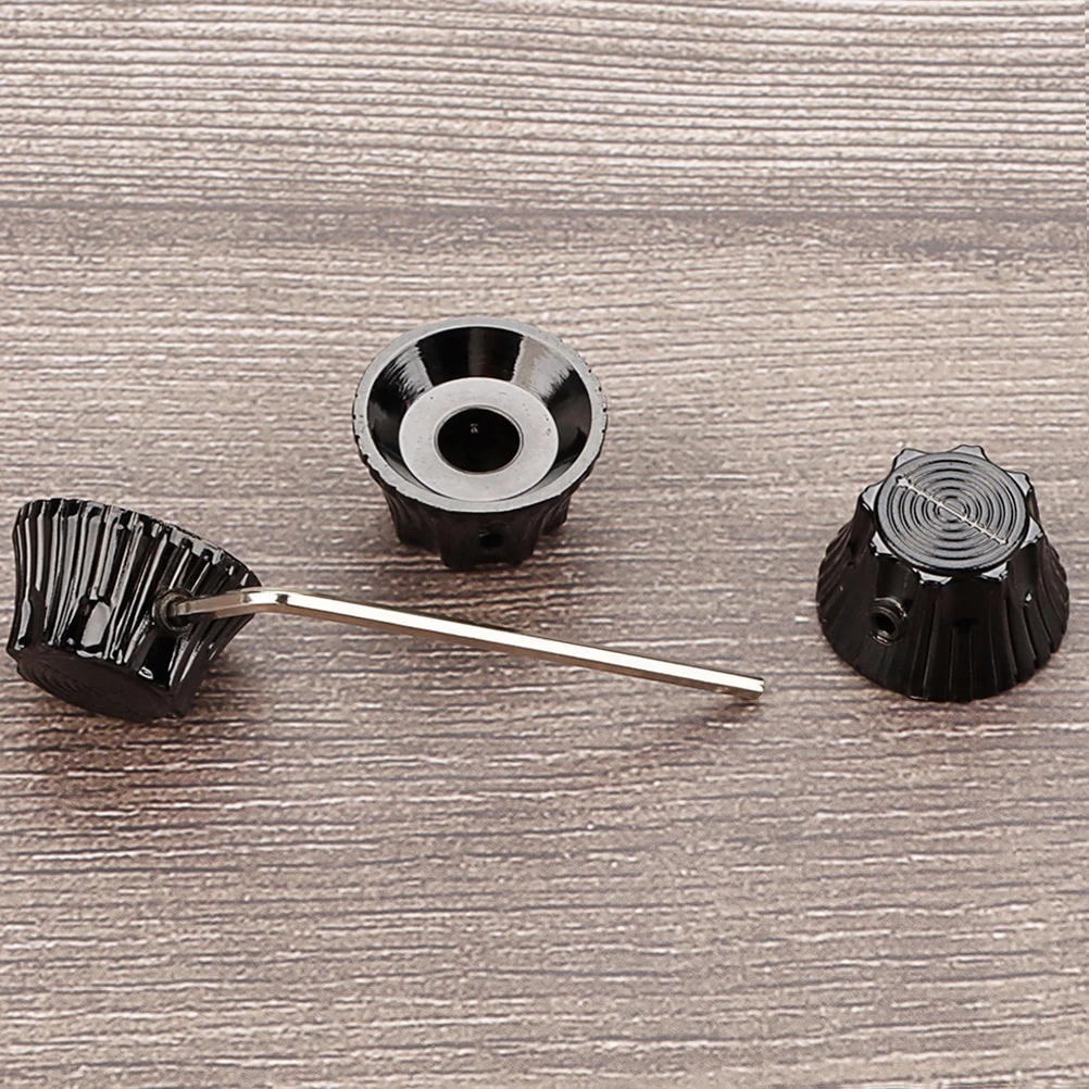 

4 Pcs Guitar Konbs Bass Knobs Electric Parts Black Potentiometer Iron Control Metal