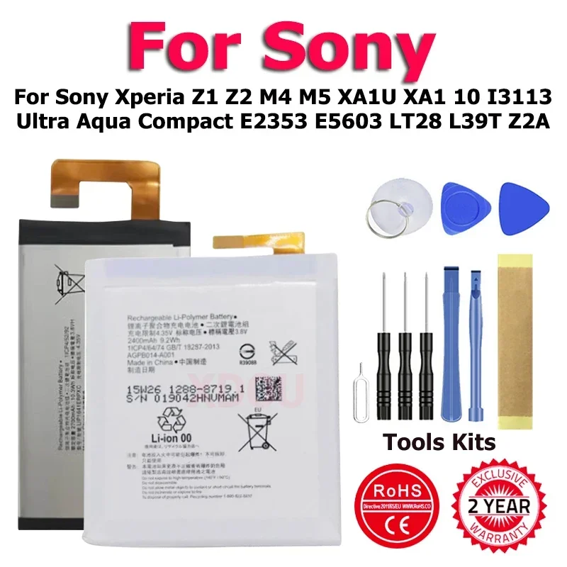 Batería de AGPB014-A001 para Sony Xperia Z1 Z2 M4 AGPB016-A001 XA1U XA1 10 I3113 Ultra Aqua Compact E2353 E5603 LT28 L39T Z2A, batería de M5