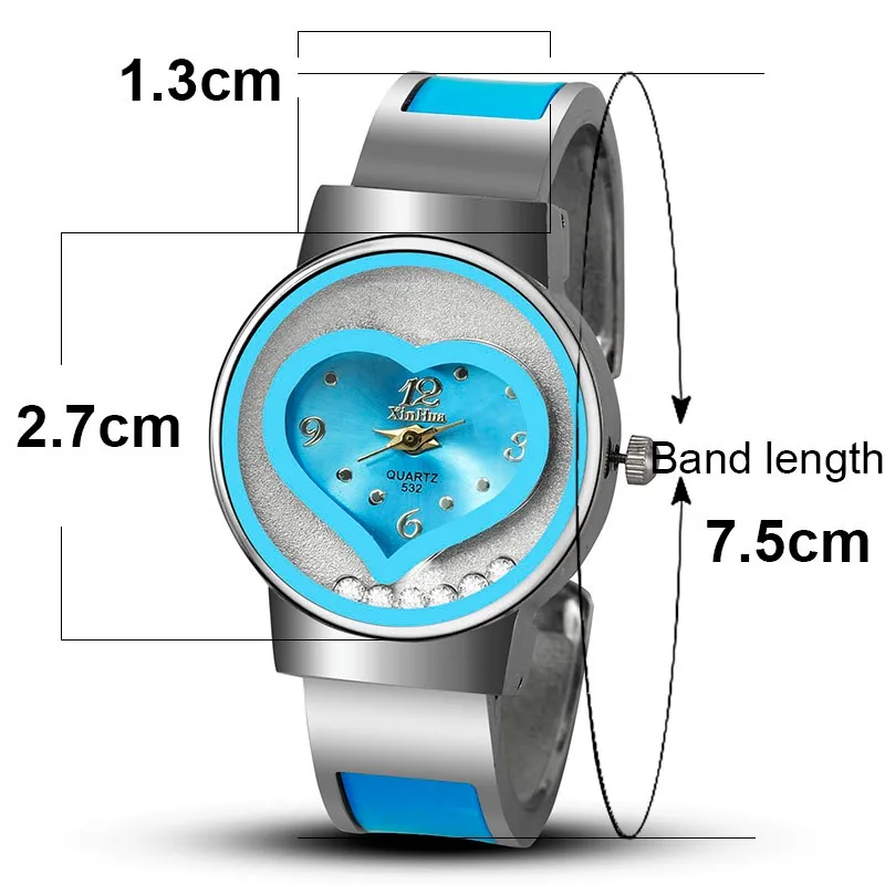 Unique Heart Shape Bracelet Watch Female Women\'s Luxury Stainless Steel Clock Quartz Wristwatches Ladies Fashion Bangle Relojes