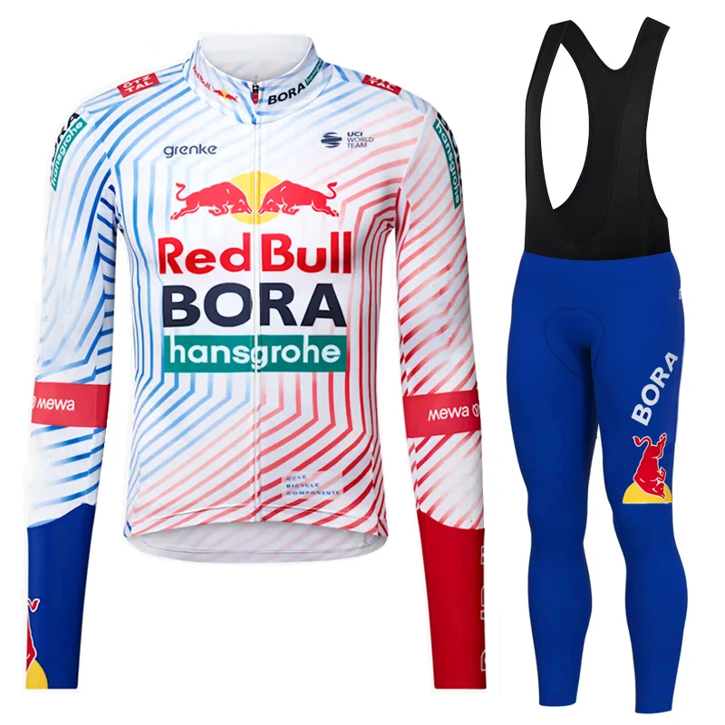 

Long Sleeve Cycling Jersey and Pants Set Jerseys Man Red Bull Men Sets Padding Men's T-shirt Bib Autumn Bike Bicycle Clothing
