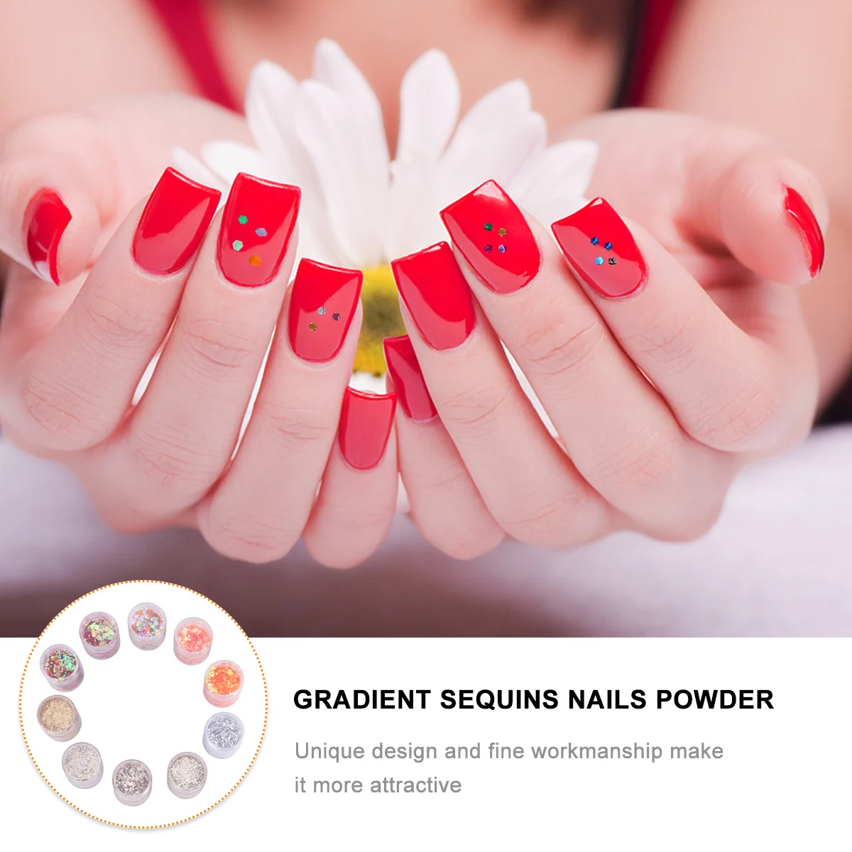 

10Pcs Nail Glitter Powder Mixed Sequin Dipping Glossy Gradient Sequins Powder for Home Salon Nail Art Essential Shimmering Nails