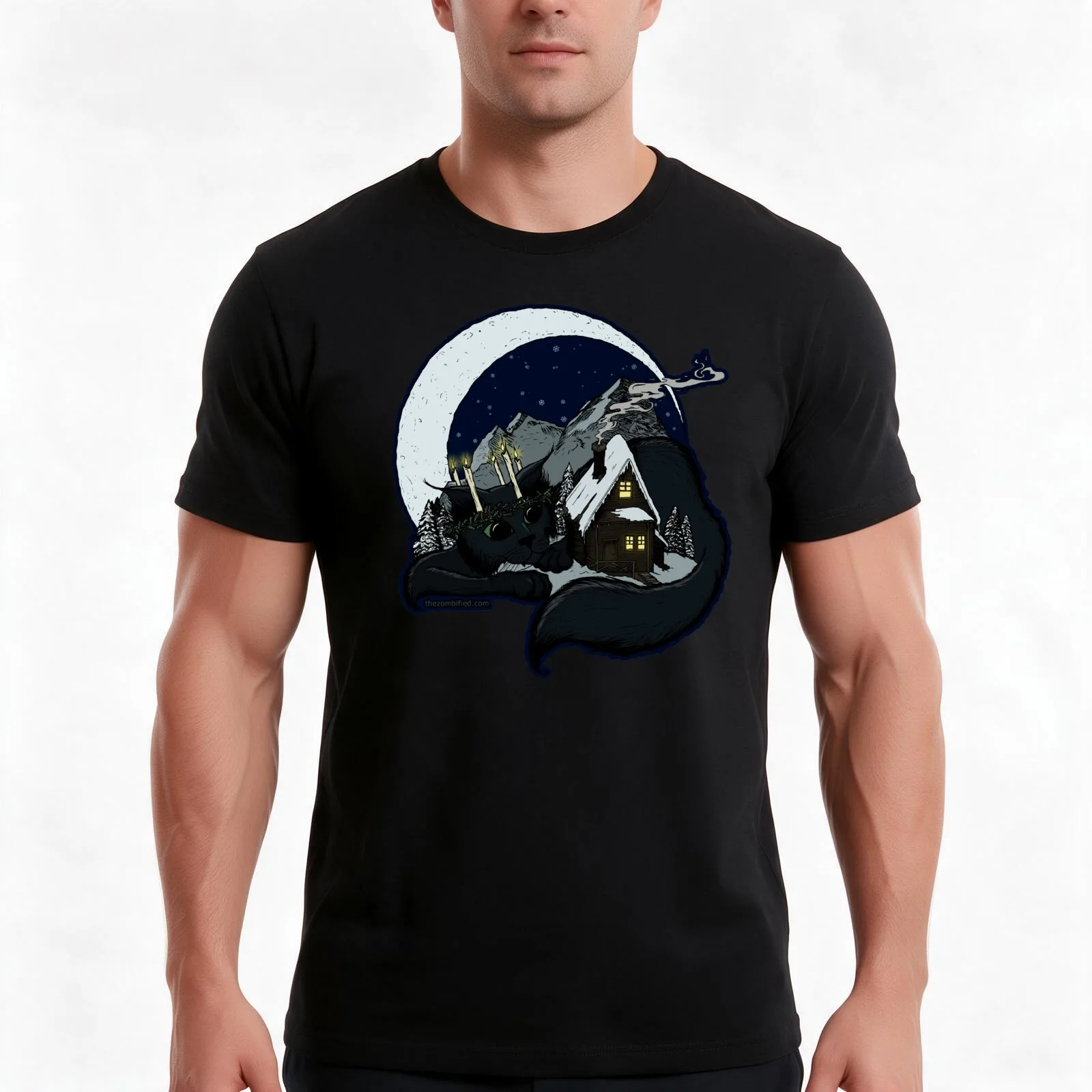 Yule Cat Jólak?tturinn by The Zombified T-Shirt, Summer Casual Cotton Tee, Oversized Streetwear Tops, Vintage Graphic Print
