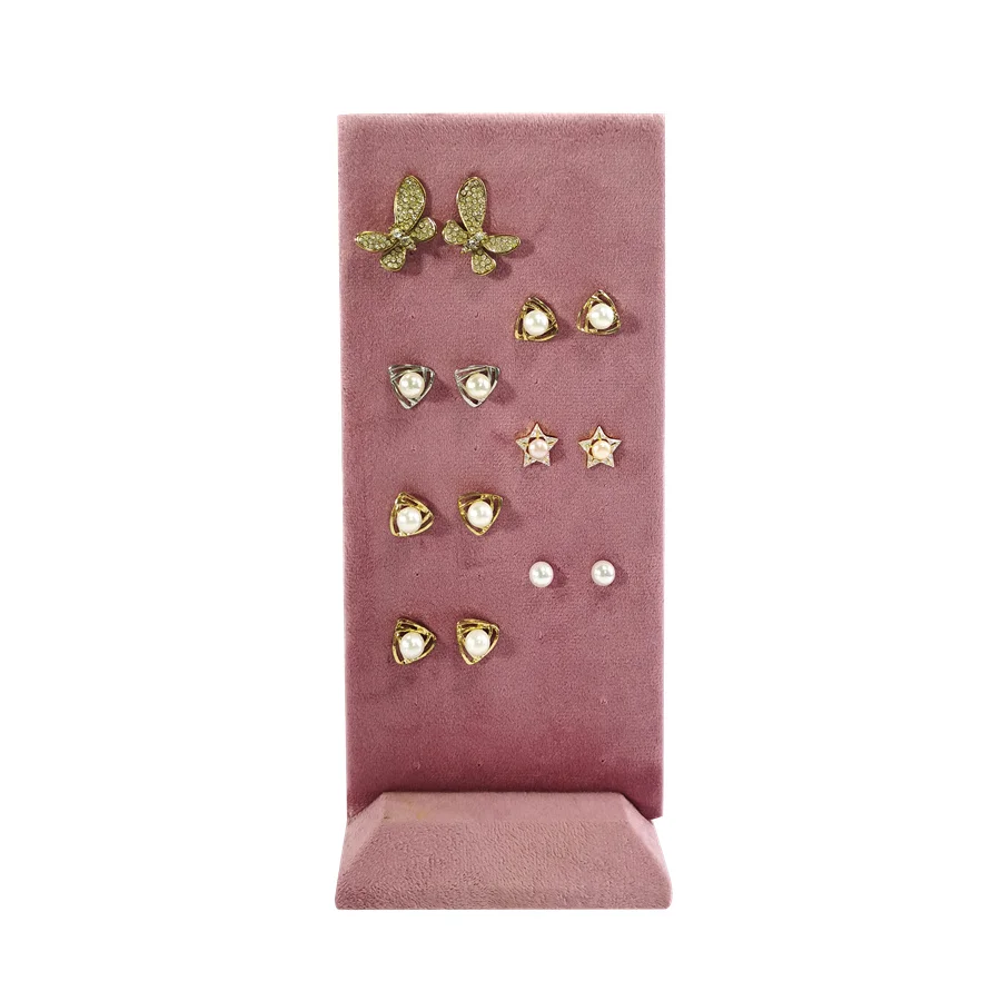 Rosa Samt Schmuck Veranstalter Tabletts Ohrringe Ringe Halter Ohr stecker Armreif Aufbewahrung stablett Schmuck Zähler Schmuck Display – Detail 4
