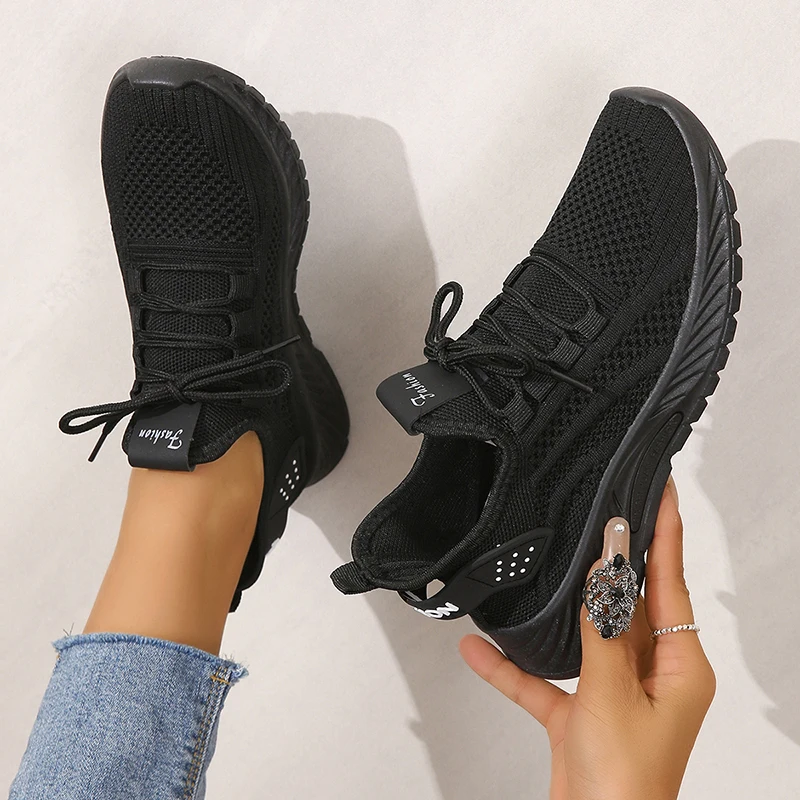 Soft Bottom Lace Up Women Sport Flats Shoes Leisure Breathable Tennise Lightweight Sneakers 2024 New Shallow Femmer Loafers