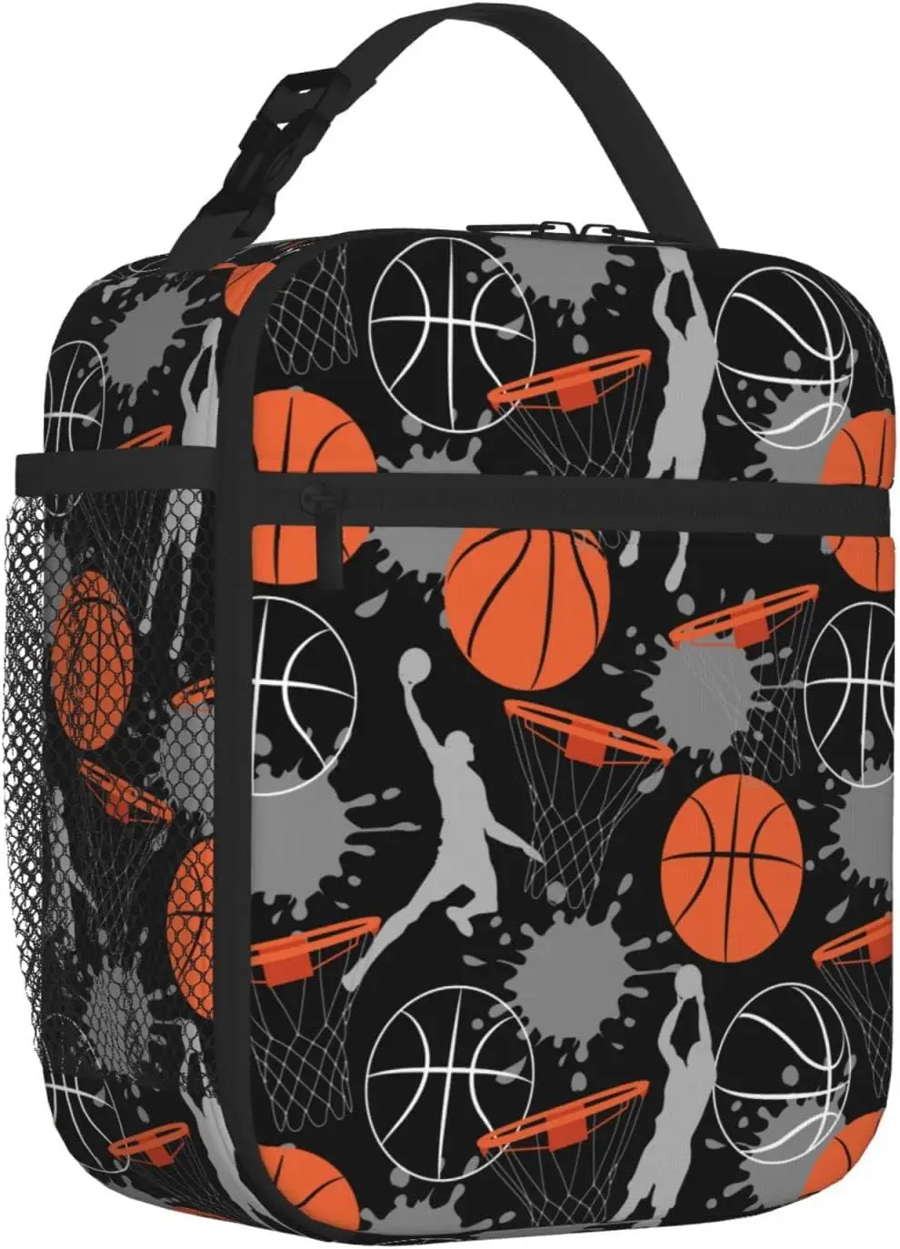 Basketball Lunch Box Insulated Lunch Bag Box Kids Boys Girls, Reusable Cool Small Bento Lunch Box Containers For Kids Women Men,