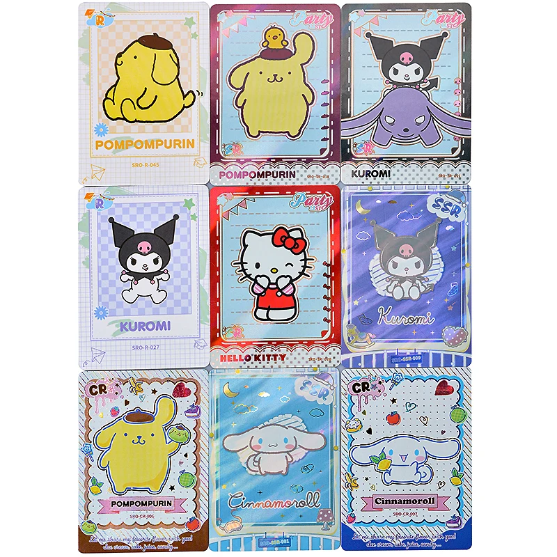 Original Sanrio Kuromi Hello Kitty Shining Card Cartoon My Melody Collectible Game Cards Toy For Children Gift