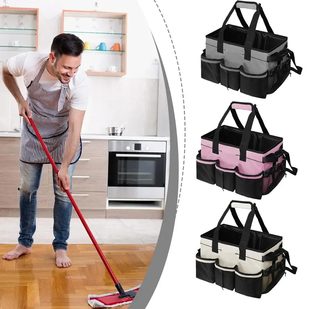 1PC Oxford Cloth Tools Storage Bag Foldable Large Capacity Cleaning Toolkit Crossbody Storage Bag Hand-held Cleaning Supplies