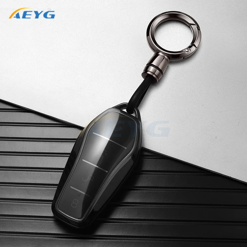 TPU Car Key Case Cover Shell Fob For BYD Tang EV600 Han EV Yuan ATTO 3 Song PLUS Pro MAX DMI Qin Key Chain Accessories