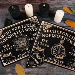 나무 운세 진자 보드 새겨진 매직 보드 Ouija 보드 형이상학적 메시지 마녀의 진자 보드 키트 12 인치