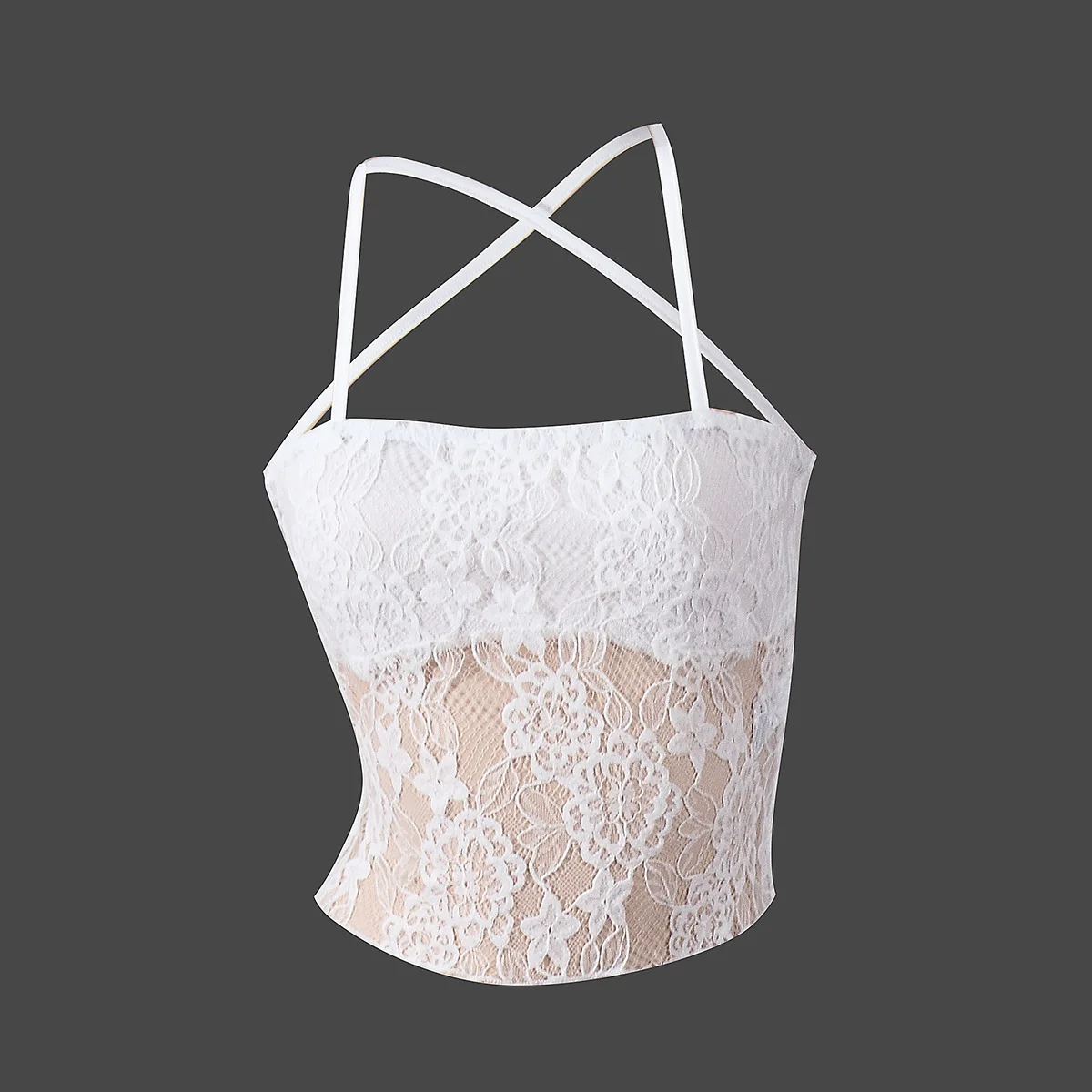 Cross-border exclusive 2025 summer new product sexy halter strap lace neck European and American small vest women cw91493