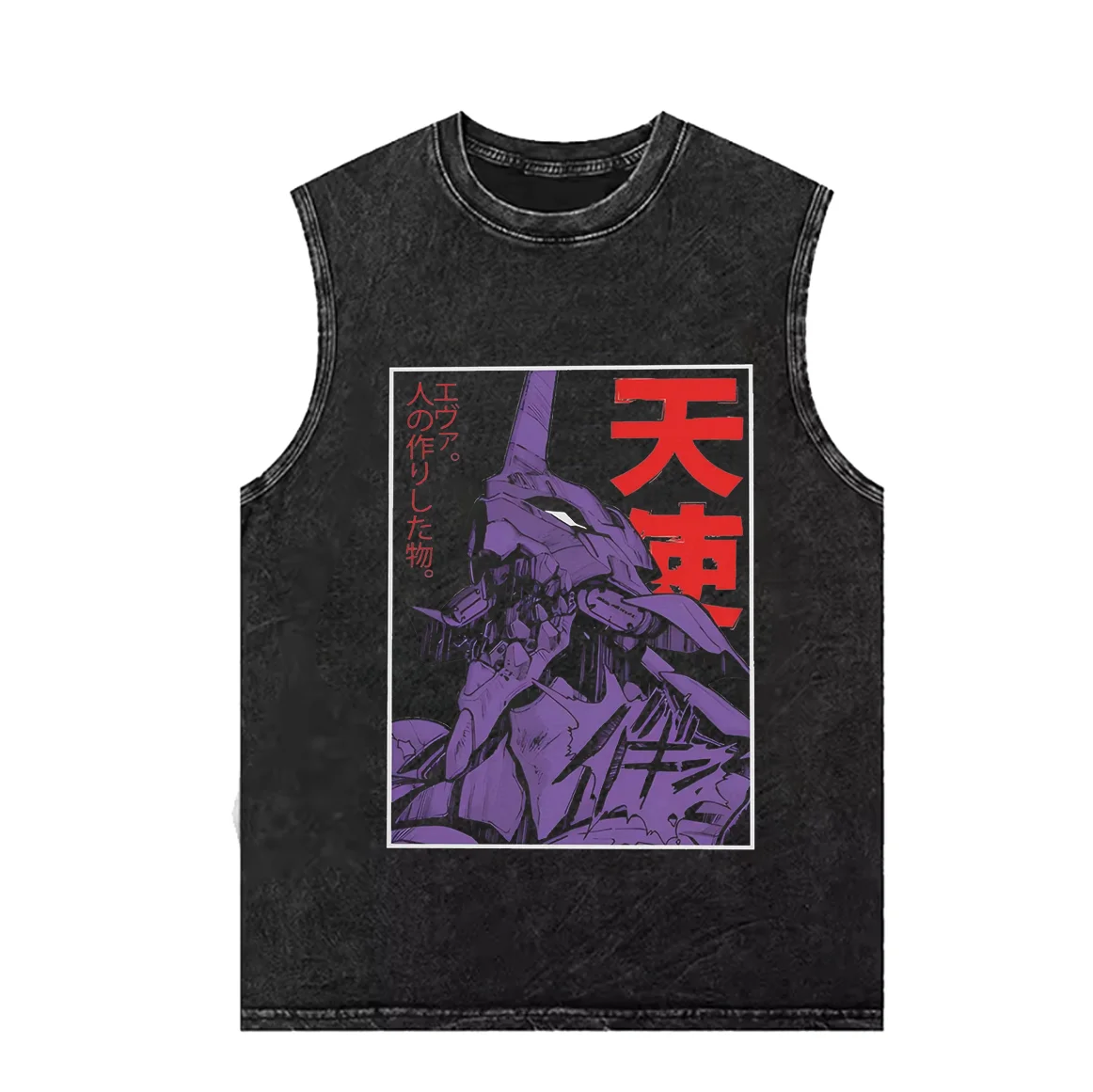 Camisetas sin mangas para hombre 01 Chaleco con estampado de Ángel Eva, camisa sin mangas para hombre, ropa de verano Y2k, ropa de gimnasio de gran tamaño lavada Vintage, ropa de calle