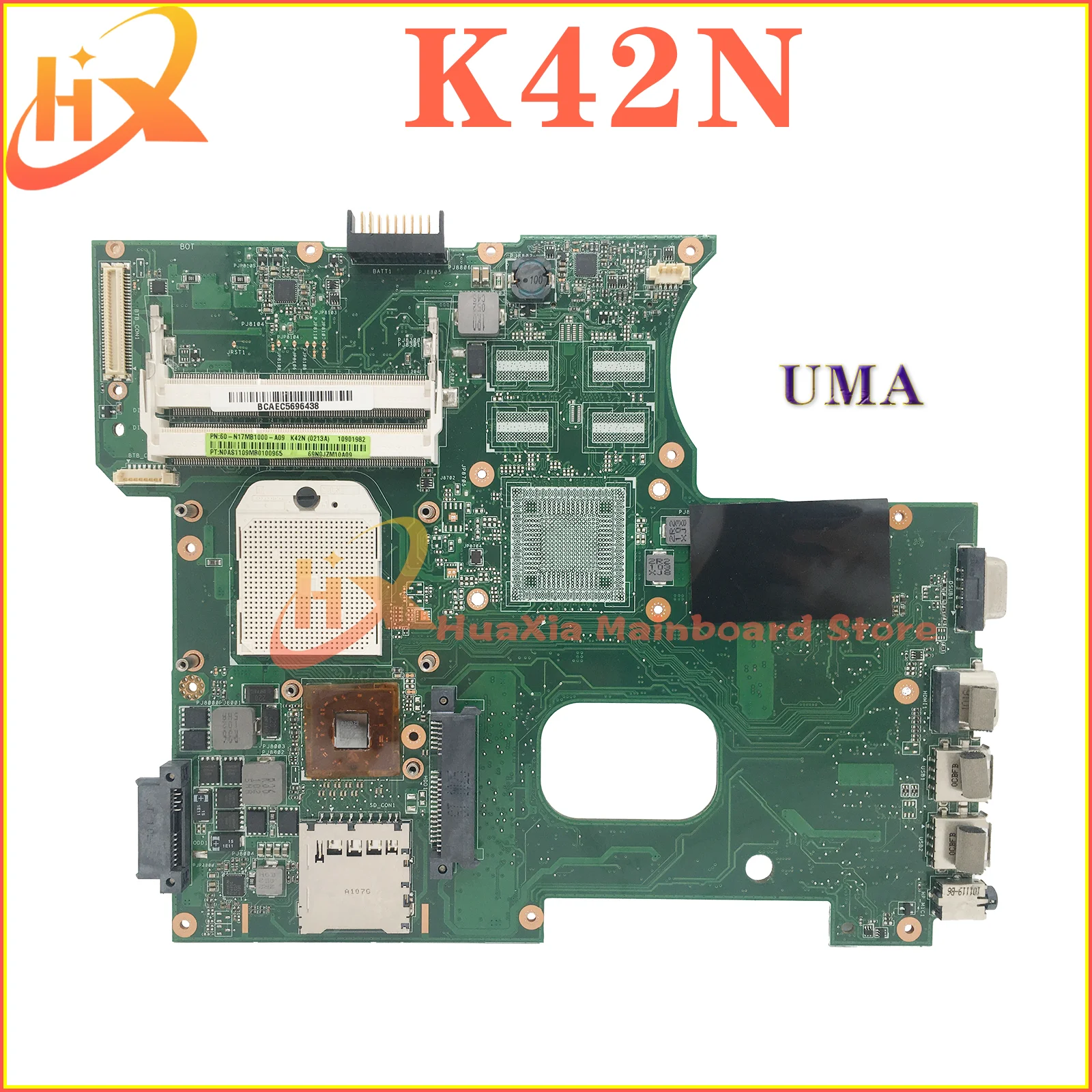 

K42N Notebook Mainboard For ASUS A42N X42N Laptop Motherboard Main Board 100% Test OK UMA