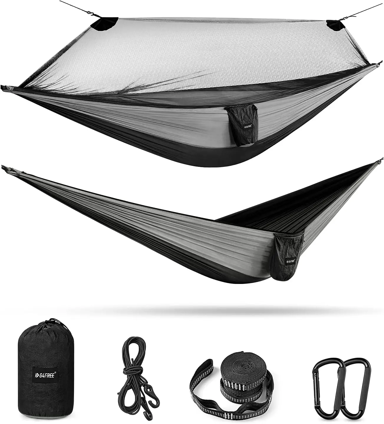 

Large Camping Hammo With Mosquito Net 2 Person -Up Parachute Lightweight Hanging Hammocks Tree Straps Swing Bed For Outdoor