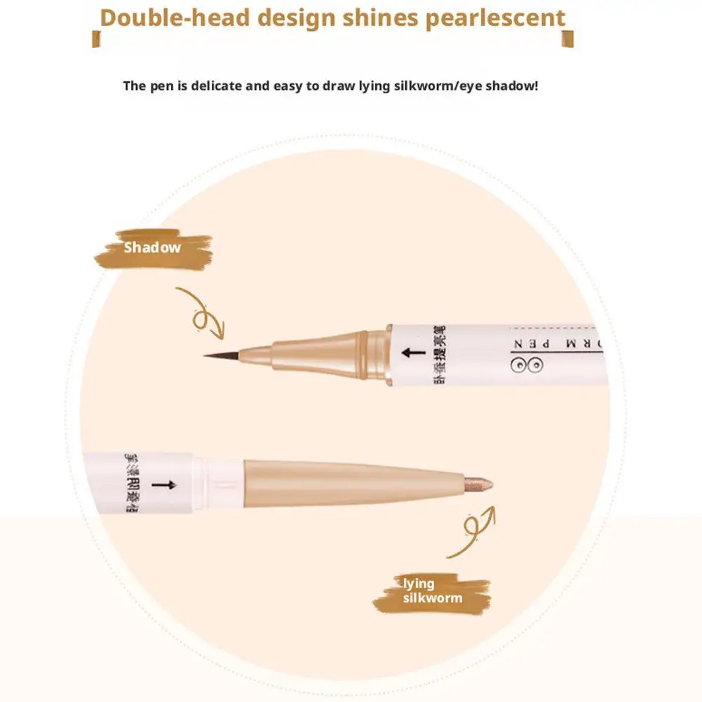 Double-headed Glitter Eyeshadow Pen Pearlescent Matte Diamond Eyeliner Pen Waterproof Highlight Brighten Silkworm Makeup