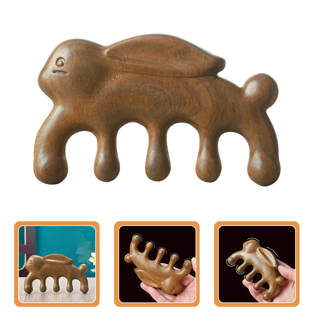 

Natural Wood Rabbit Head Massage Comb Wide Tooth Scalp Massage Tool for Head Neck Eye Relaxation Comfortable Wooden Scalp