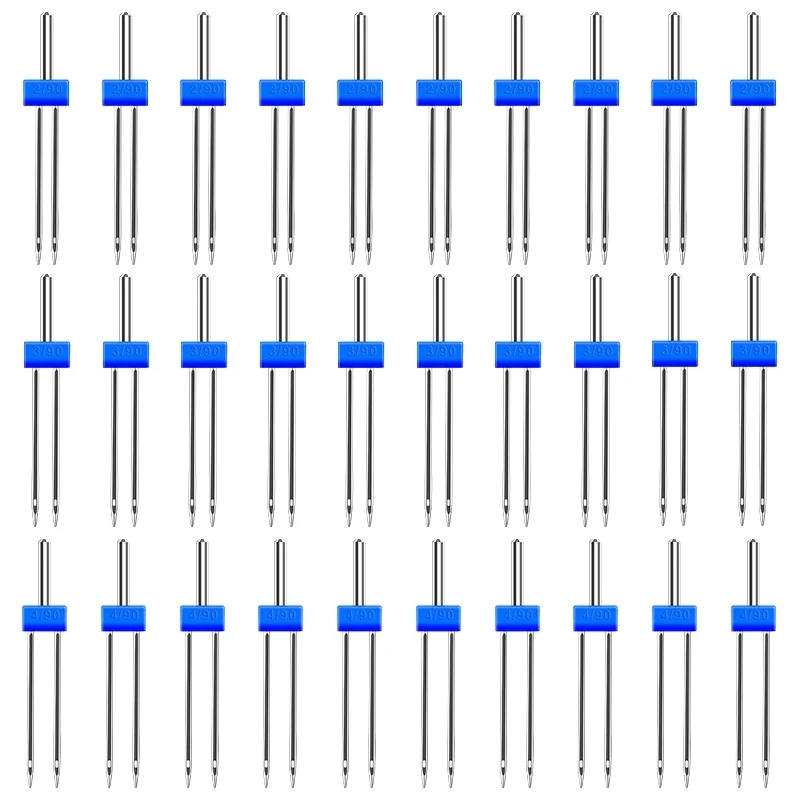 IMZAY 20PCS Sewing Machine Needles Double Twin Needles 2.0/90 3.0/90 4.0/90 Sewing Needles for Most Household Sewing Machine