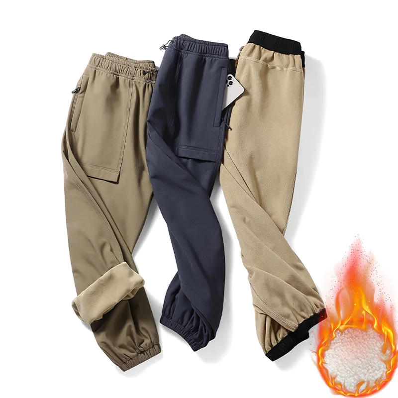 

Men's Cargo Joggers Winter Pannts Thick Warm Loose Fashion Outdoor Sports Waterproof Casual Pants Drawstring Pants Loose Fit