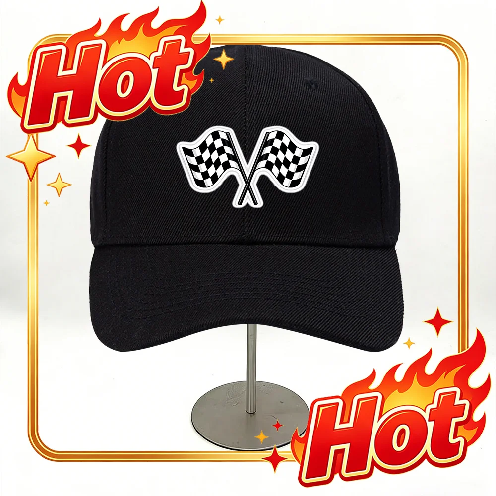 Custom Hat Minimalist Black And White Baseball Cap • Racing Checkered Flag Design Must-Have For Racing Enthusiasts And Trendset