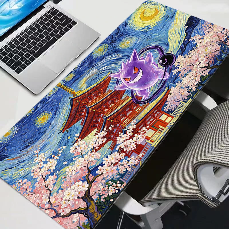 Popular Mousepad Pokemon Gengar Gamer Gaming Computer Mouse Pad Office Oversized Desk Mat Extended Keyboard Pad Laptop Mouse Pad
