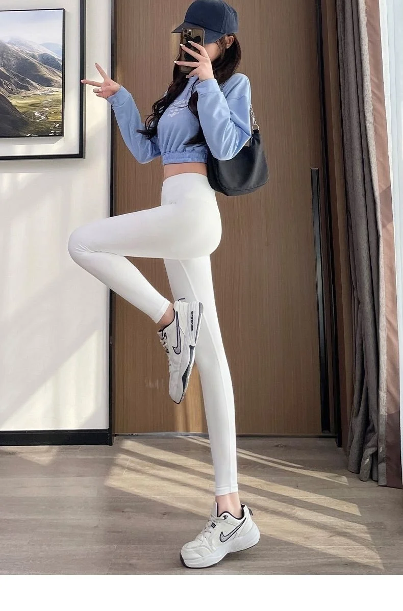 Yoga Pants Gym Women Tights-Soft Attire Mid-Waist Kawaii Festive Plain Hip-Lift Speed-Dry Cartoon Comfortably Utility A-Line Ins