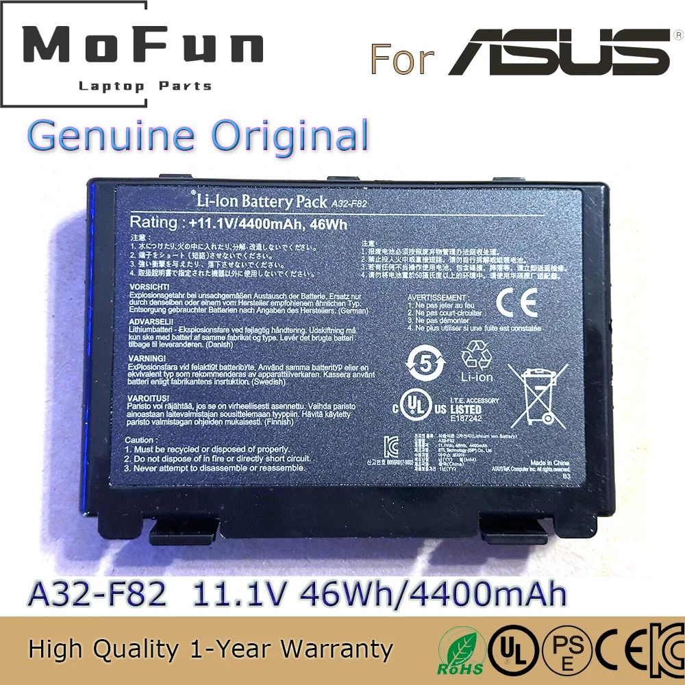 

Brand New Original A32-F82 11.1V 4400mAh Laptop Battery for Asus K50I K50ID K50IJ K50IN K40 K50 A32-F52 L0690L6 F83S Series