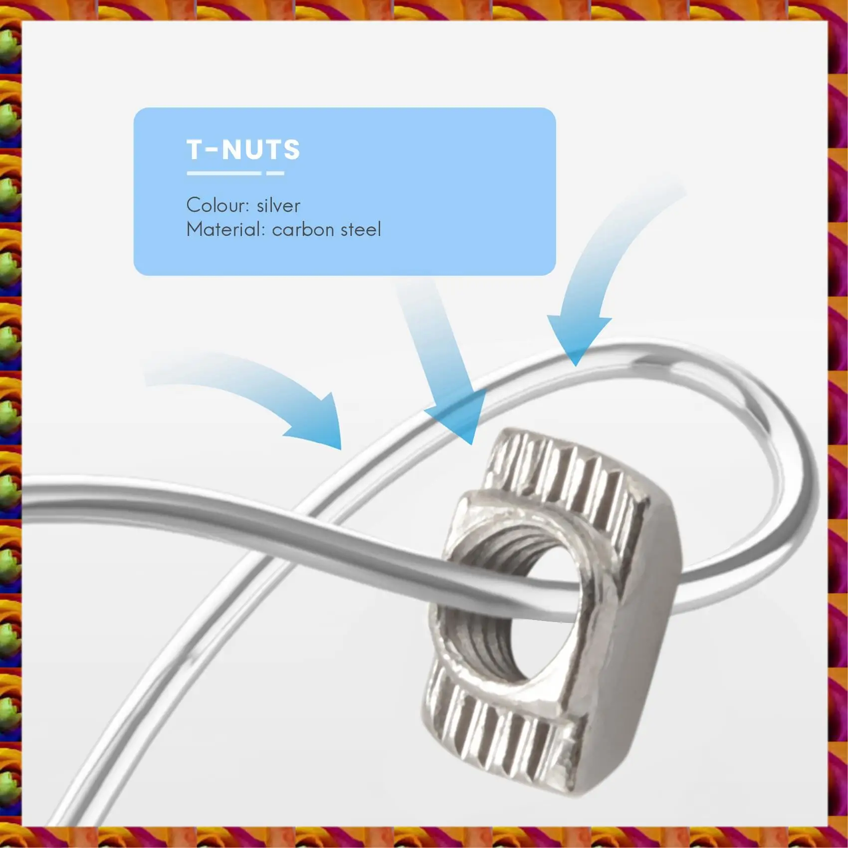 Aimee 50 قطعة M5 T-Slot المطرقة رئيس الجوز 2020 سلسلة الألومنيوم الشخصي فتحة البثق المعايير الأوروبية (M5 X 10X6 مللي متر)