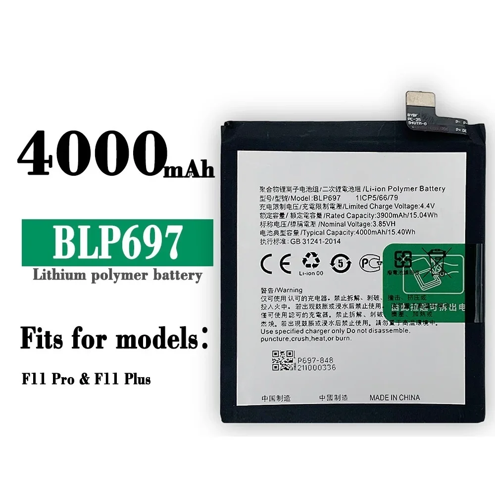 4000mAh BLP697 Battery for OPPO F11 Pro F11 Plus CPH1969 Mobile Phone Batteries + FREE TOOLS