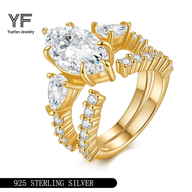 

925 Sterling Silver Ring Set With Moissanite And Zircon, Daily Date Women Stacking Rings Fashion Jewelry, Engagement Rings