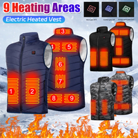 Unisex Electric Heated Jackets 9 Heating Areas Intelligent Heating Jackets Windproof with Zip USB Charging Camping Outdoor Sport